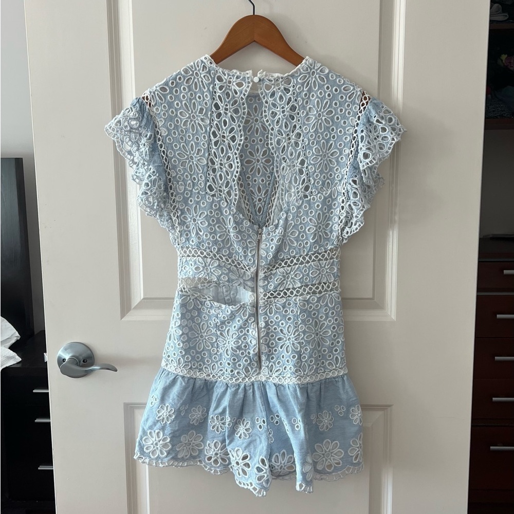 SAYLOR Shanice Eyelet Pinstripe Romper - Picture 9 of 16